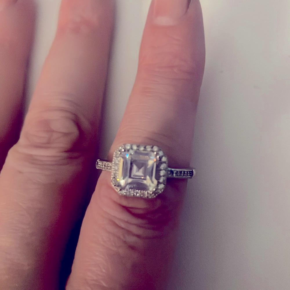 Sterling silver CZ square cut ring